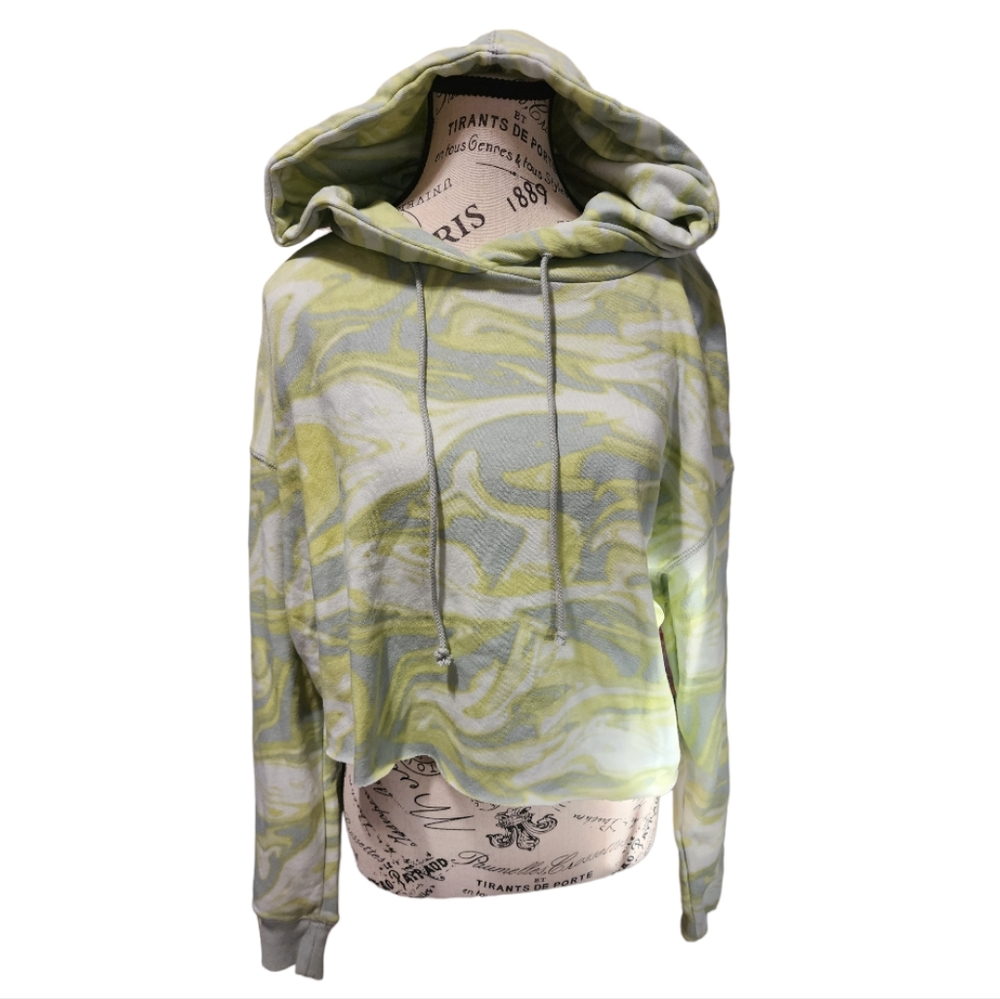 NWT Wild Fable Green Crop Tie-Dye Hoodie Large